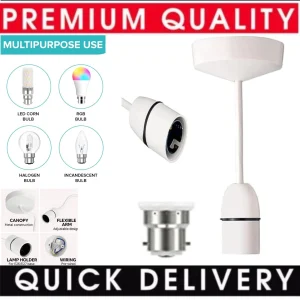 Pendent light fitting with Ceiling rose BC Lamp Holder& Wire 6 inch Cable